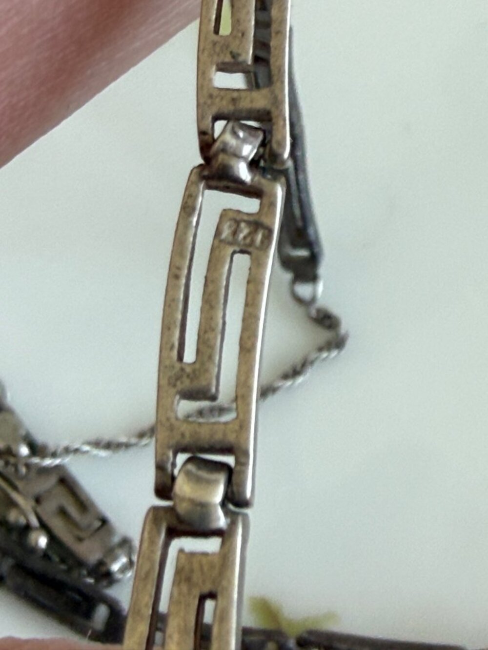 Vintage 70's Sterling 925 Silver Greek Key Graduated Necklace 20.5" long 21 g - Picture 6 of 14